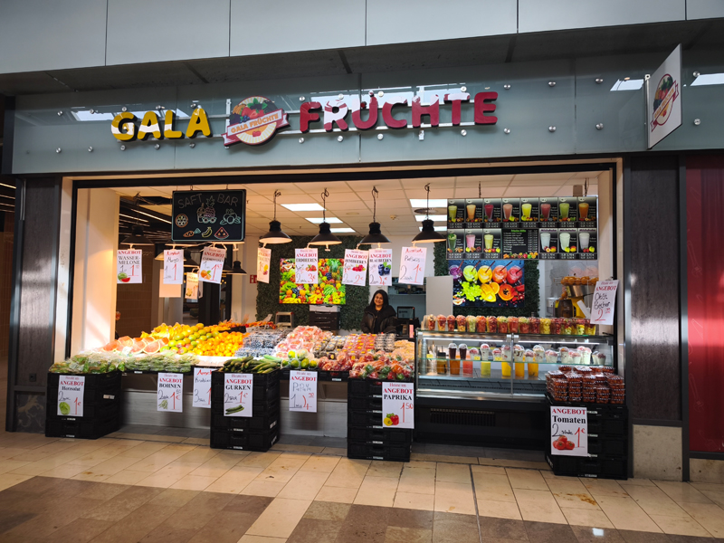 Gala Früchte Obststand in der Rathaus Galerie Essen